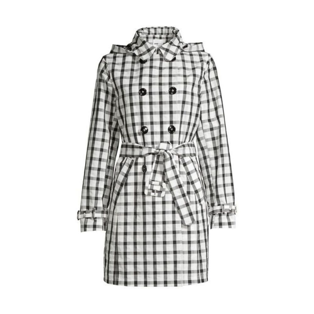 Jane Post $495 Vichy Check Double-Breasted Trench rain Coat Women’s Medium NEW